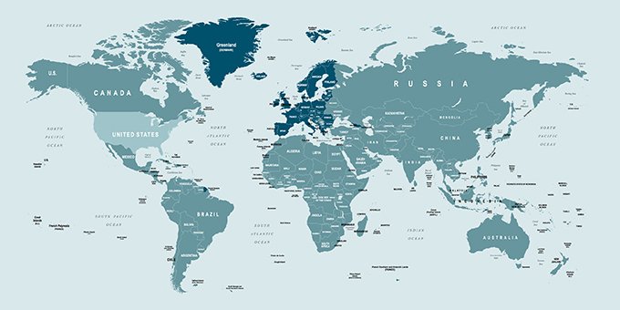 Weltkarte mit allen Ländern